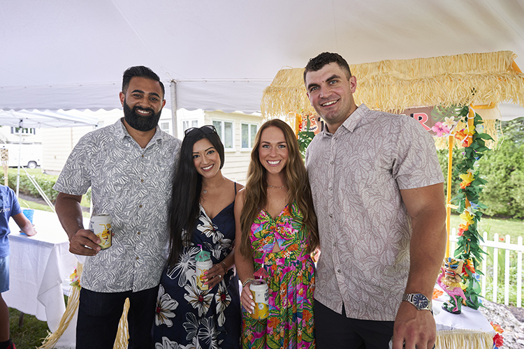 two couples at summer party